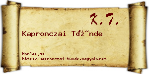 Kapronczai Tünde névjegykártya